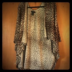 Steve Madden Leopard Batwing Open Front Sweater